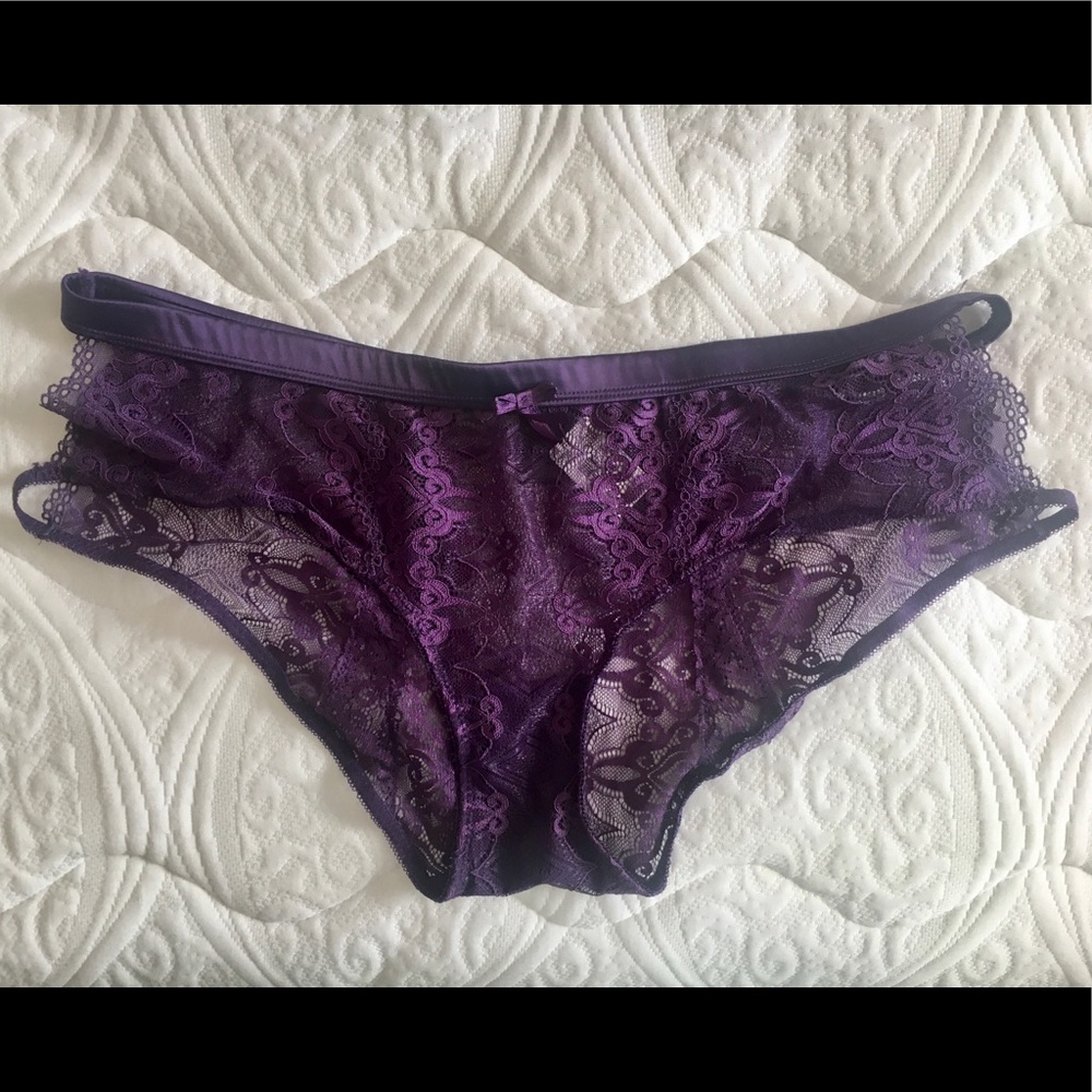 dark purple lace cutout hipster panties